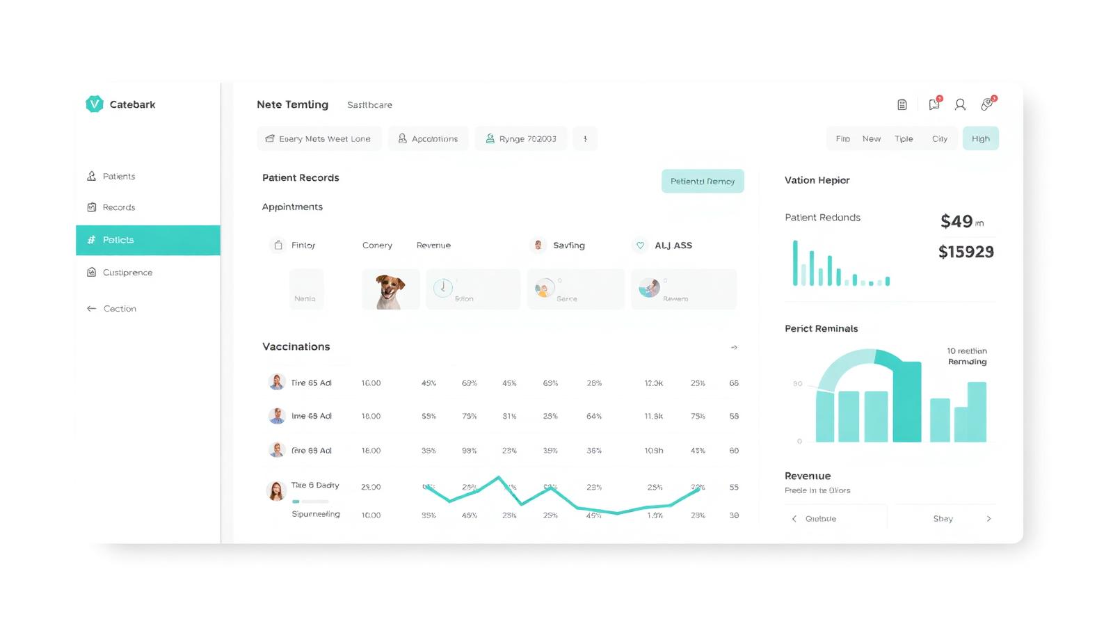 Dashboard de VetSystem mostrando pacientes, citas y ventas